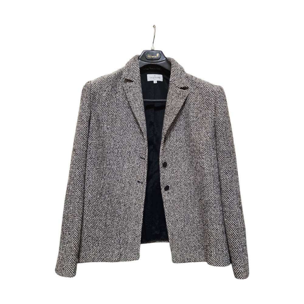 Vintage VALENTINO Monochrome Tweed Jacket Sz 50/16